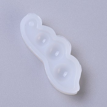 Pendant Silicone Molds, Resin Casting Molds, For UV Resin, Epoxy Resin Jewelry Making, Sweet Broad Pea, White, 45x17x9mm, Hole: 2mm