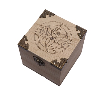 Square Wooden Storage Boxes, for Witchcraft Articles Storage, BurlyWood, Star, 10x10x10cm