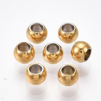 Vacuum Plating 201 Stainless Steel Beads, Round, Golden, 4x3mm, Hole: 2mm