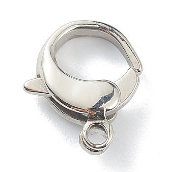 304 Stainless Steel Lobster Claw Clasps, Polishing, Stainless Steel Color, 12x9x3.5mm, Hole: 1.4mm