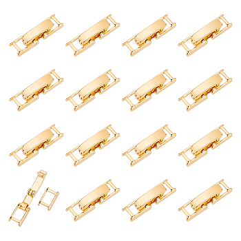 20 Sets Eco-Friendly Brass Watch Band Clasps, Long-Lasting Plated, Real 24K Gold Plated, 17x4.5x4mm