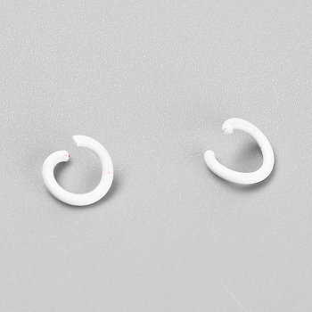 Baking Painted Metal Open Jump Rings, White, 8x1.2mm, Inner Diameter: 5.6mm, about 100pcs/bag