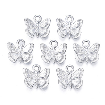 Alloy Charms, Cadmium Free & Lead Free, Butterfly, Platinum, 12x12.5x3mm, Hole: 1.8mm
