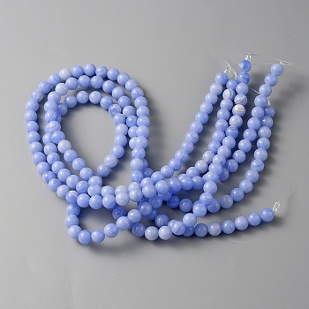 Natural Blue Lace Agate Beads Strands, Round, 6mm, Hole: 0.8mm, about 60~64pcs/strand, 15 inch(38.1cm)