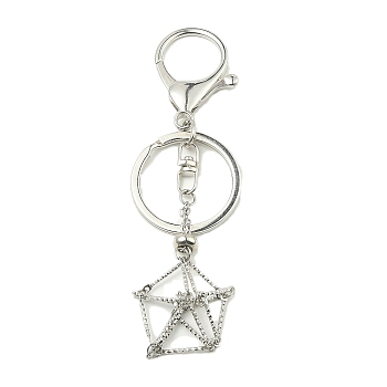 304 Staninless Steel Empty Pouch Stone Holder for Keychain, with Alloy Split Key Ring, Stainless Steel Color, 10.6cm