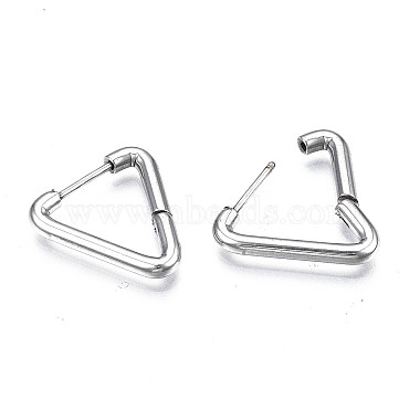 boucles d'oreilles créoles triangulaires en acier inoxydable anti-ternissement 201(STAS-S103-29P)-2