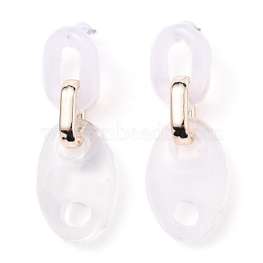 White Oval Acrylic Stud Earrings