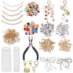 DIY Keychain Kit, including Alloy Enamel Pendants & Swivel Clasps & Curb Chain & Oval Link Chain & Jump Ring & Pliers and so on, Golden, Mixed Color, 180x180x18mm(DIY-WH0349-587A)
