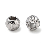 303 Stainless Steel Beads, Round with Moon Pattern, Stainless Steel Color, 5x4mm, Hole: 2.2mm(STAS-Q302-01G-P)