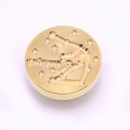 Brass Wax Sealing Stamp Head, for Post Decoration DIY Card Making, Constellation, Light Gold, Aquarius, 25.5x14.5mm, Hole: 7mm(AJEW-TAC0026-01LG-11)