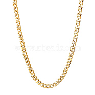 PVD Vacuum Plating 201 Stainless Steel Curb Chain Necklaces, Real 18K Gold Plated, 23.82 inch(60.5cm)(NJEW-Q336-11B-G)