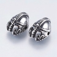 304 Stainless Steel Beads, Gladiator Helmet, Antique Silver, 15x11.5x9mm, Hole: 1.5mm(STAS-I069-28AS)