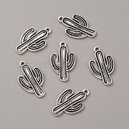 Tibetan Style Zinc Alloy Pendants, Cactus, Antique Silver, 26x15.5x1.3mm, Hole: 1.4mm(FIND-CJC0003-97AS)