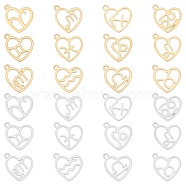 DICOSMETIC 24Pcs 12 Style 304 Stainless Steel Pendants, Laser Cut, Heart with Constellation, Golden & Stainless Steel Color, 15.5x12.5x0.6mm, Hole: 1.5mm, 2pcs/style(STAS-DC0003-40)
