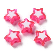 Star Acrylic Beads, Bead in Bead, Hot Pink, 8.5x9x4mm, Hole: 1.8mm, about 2941pcs/500g(TACR-C001-02G)