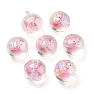 UV Plating Rainbow Iridescent Acrylic Beads, Two Tone Bead in Bead, Fruit, Pearl Pink, 16x15.5x16.5mm, Hole: 3.5mm(OACR-A014-02C)