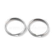 304 Stainless Steel Split Key Rings, Keychain Clasp Findings, 2-Loop Round Ring, Stainless Steel Color, 28x3mm, Single Wire: 1.5mm(STAS-Q314-02H-P)