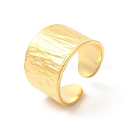 Ion Plating(IP) 304 Stainless Steel Textured Wide Open Cuff Ring for Women, Real 18K Gold Plated, US Size 6 3/4(17.2mm)(RJEW-E063-22G)
