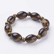 Natural Tiger Eye Beads Stretch Bracelets, Oval and Round, 2-1/2 inch(66mm)(BJEW-K164-A01)