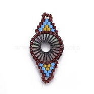 MIYUKI & TOHO Handmade Japanese Seed Beads Links, Loom Pattern, Rhombus, Black, 31~32x15~15.7x1.7~2.1mm, Hole: 1.4~1.8mm(SEED-E004-G07)