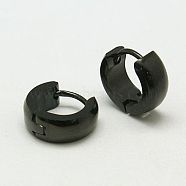 Personalized Unisex 304 Stainless Steel Huggie Hoop Earrings, Thick Hoop Earrings, Gunmetal, 8.5~9x9~10x3.5~4mm, Pin: 0.5mm(EJEW-G120-38D)