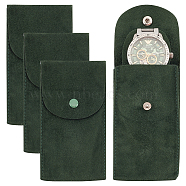 Portable Velvet Watch Pouches, Watch Travel Storage Bags, Rectangle with Iron Button, Dark Green, 12.9x6.8x0.6cm(TP-WH0001-02B)