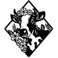 Iron Wall Art Decorations, for Front Porch, Living Room, Kitchen, Matte Style, Deer Pattern, 262x225x1mm(HJEW-WH0067-091)