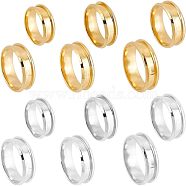 12Pcs 12 Style Stainless Steel Grooved Finger Ring Settings, Ring Core Blank, for Inlay Ring Jewelry Making, Golden & Stainless Steel Color, Inner Diameter: 17~22mm, 1pc/style(STAS-UN0031-36)