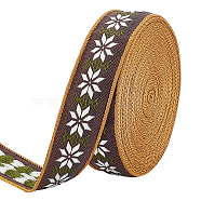 Polyester Embroidery Ribbon, Jacquard Ribbon, Tyrolean Ribbonm, for Gift Wrapping, Party Decoration, Flower Pattern, Coconut Brown, 3/4 inch(20mm)(OCOR-WH0078-25)