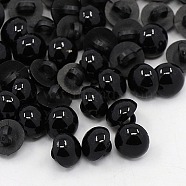 Opaque Acrylic Shank Buttons, 1-Hole, Dyed, Dome, Black,11x4mm, Hole: 2mm(X-BUTT-D011-B-01)