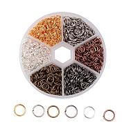 1 Box 6 Color Iron Jump Rings, Open Jump Rings, Mixed Color, 21 Gauge, 6x0.7mm, Inner Diameter: 4.6mm, about 1800pcs/box(IFIN-JP0012-6mm)