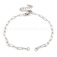 304 Stainless Steel Paperclip Chains Bracelet Making, with Lobster Claw Clasps and Chain Extenders, Stainless Steel Color, 7 inch(17.8cm), Hole: 2.1mm(AJEW-P119-03P)