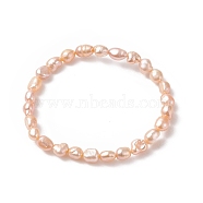 Natural Pearl Beaded Stretch Bracelet for Women, PeachPuff, Inner Diameter: 2-1/4 inch(5.6cm)(BJEW-JB09188)