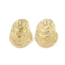 316 Surgical Stainless Steel Stud Earrings for Women, Real 18K Gold Plated, Nuggets, 22x17.5mm(STAS-B063-01G-01)