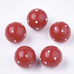 Acrylic Beads, Round with Spot, Red, 19.5~20x19mm, Hole: 2.5mm(SACR-T345-02E-05)