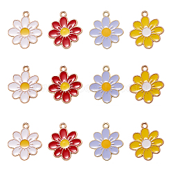 80Pcs 4 Colors Eco-Friendly Alloy Enamel Pendants, Cadmium Free & Lead Free & Nickel Free, Flower, Light Gold, Mixed Color, 23x20.5x1.2mm, Hole: 2mm, 20pcs/color(ENAM-CJ0001-71)