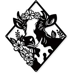 Iron Wall Art Decorations, for Front Porch, Living Room, Kitchen, Matte Style, Deer Pattern, 262x225x1mm(HJEW-WH0067-091)