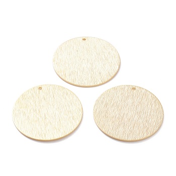 Brass Charms, Flat Round, Real 24K Gold Plated, 30x1mm, Hole: 1.4mm