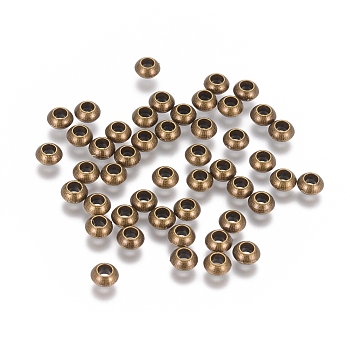 Tibetan Style Spacer Beads, Metal Alloy Beads, Lead Free & Nickel Free & Cadmium Free, Rondelle, Antique Bronze, Size: about 5.5mm in diameter, Hole: 2.8mm