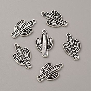 Tibetan Style Zinc Alloy Pendants, Cactus, Antique Silver, 26x15.5x1.3mm, Hole: 1.4mm