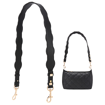 PU Imitation Leather Bag Straps, with Swivel Eye Bolt Snap Hooks, for Crossbody Bag, Black, 90.3x4x0.4cm