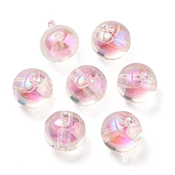 UV Plating Rainbow Iridescent Acrylic Beads, Two Tone Bead in Bead, Fruit, Pearl Pink, 16x15.5x16.5mm, Hole: 3.5mm