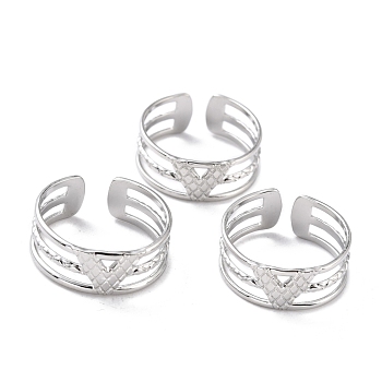 Unisex 304 Stainless Steel Wide Band Finger Rings, Long-Lasting Plated, Letter V, Stainless Steel Color, US Size 9(18.9mm), 8mm