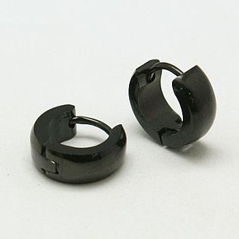 Personalized Unisex 304 Stainless Steel Huggie Hoop Earrings, Thick Hoop Earrings, Gunmetal, 8.5~9x9~10x3.5~4mm, Pin: 0.5mm