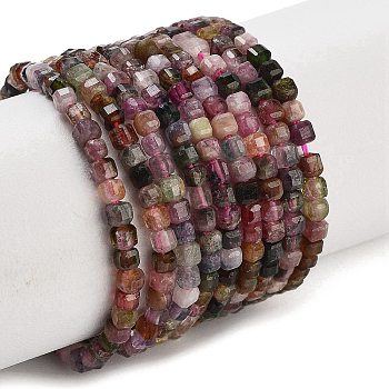 Natural Colorful Tourmaline Beads Strands, Faceted Table Cut Cube, 1.5~2.5x1.5~2.5x1.5~2mm, Hole: 0.4mm, about 183~186pcs/strand, 15.35~15.55''(39~39.5cm)