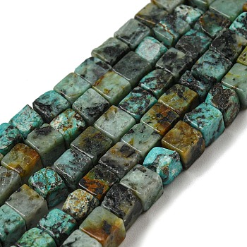 Natural African Turquoise(Jasper) Beads Strands, Cube, 4~5x4~5x4~5mm, Hole: 1mm, about 86pcs/strand, 15.16 inch(38.5cm)