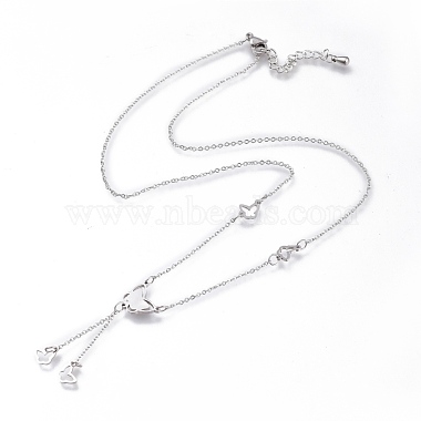 304 Stainless Steel Butterfly Lariat Necklaces(NJEW-I240-17)-2