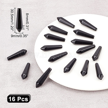 ARRICRAFT 16Pcs Natural Obsidian Pointed Beads(G-AR0004-88)-2