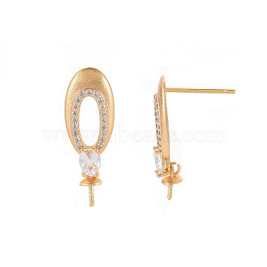 Brass Micro Pave Clear Cubic Zirconia Stud Earring Findings(KK-S356-622-NF)-2