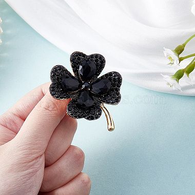 Cubic Zirconia Clover Brooch Pin(JBR105F)-4